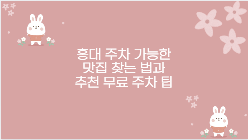 홍대 주차 가능한 맛집 찾는 법과 추천 무료 주차 팁