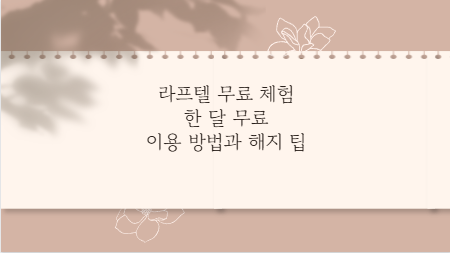 라프텔 무료 체험 한 달 무료 이용 방법과 해지 팁