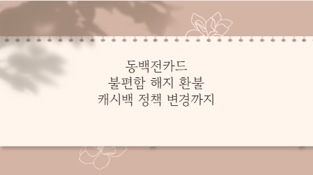 동백전카드 불편함 해지 환불 캐시백 정책 변경까지