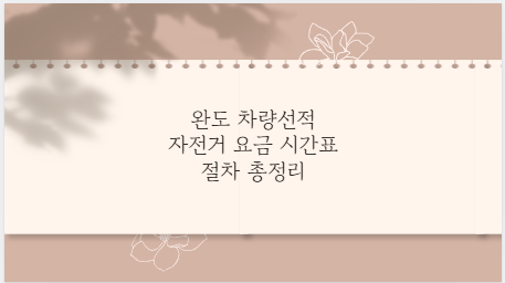 완도 차량선적 자전거 요금 시간표 절차 총정리