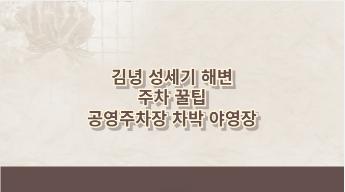 김녕 성세기 해변 주차 꿀팁 공영주차장 차박 야영장