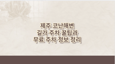 제주 코난해변 길가 주차 꿀팁과 무료 주차 정보 정리
