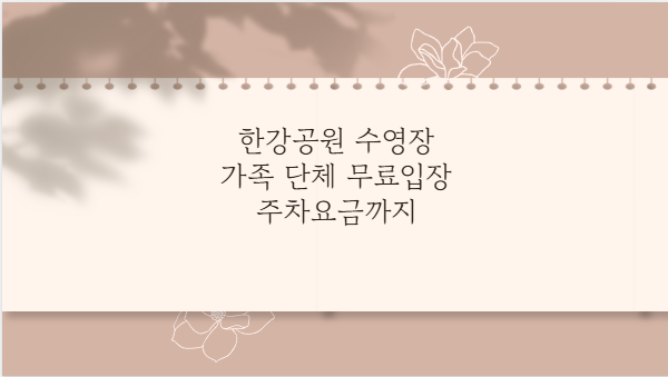 한강공원 수영장 가족 단체 무료입장 주차요금까지