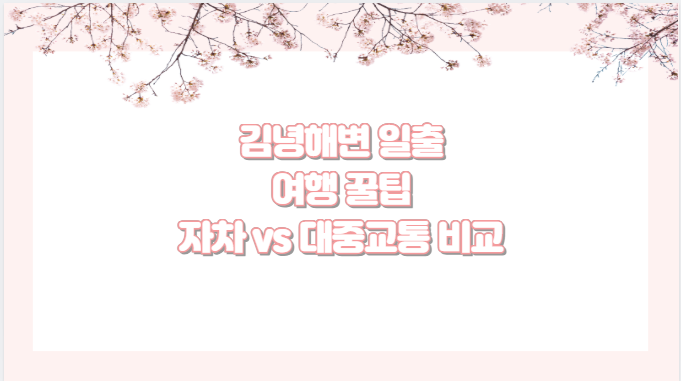 김녕해변 일출 여행 꿀팁 자차 vs 대중교통 비교