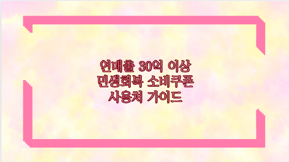 연매출 30억 이상 민생회복 소비쿠폰 사용처 가이드