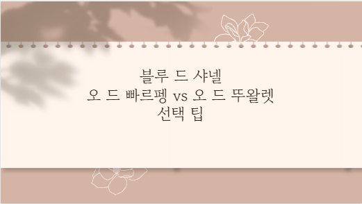 블루 드 샤넬 오 드 빠르펭 vs 오 드 뚜왈렛 선택 팁