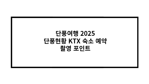 단풍여행 2025 단풍현황 KTX 숙소 예약 촬영 포인트