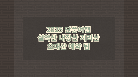 2025 단풍여행 설악산 내장산 지리산 오대산 예약 팁