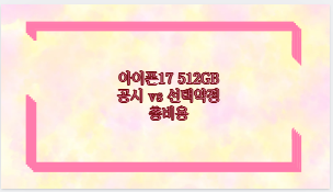 아이폰17 512GB 공시 vs 선택약정 총비용