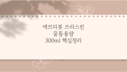 에브리봇 쓰리스핀 물통용량 300ml 핵심정리