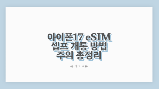 아이폰17 eSIM 셀프 개통 방법 주의 총정리