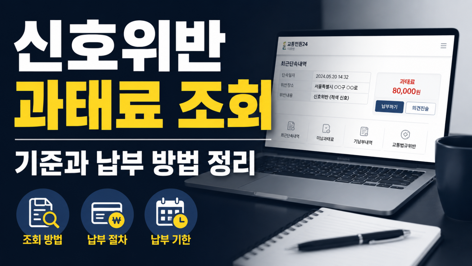 신호위반 과태료 조회 비교 판단 장면