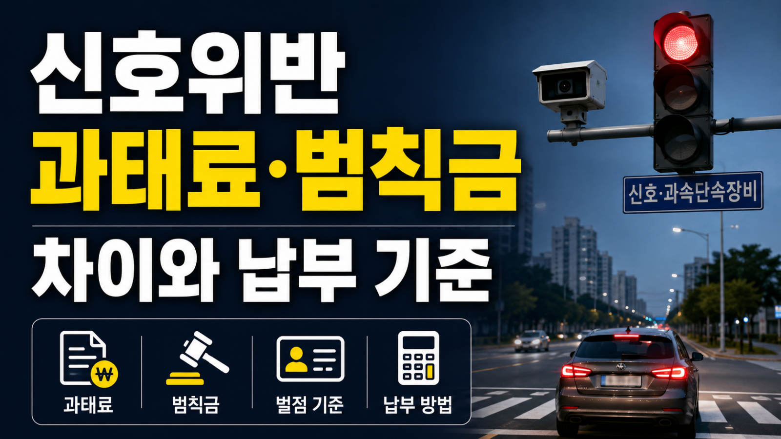 신호위반 과태료 범칙금 비교 판단