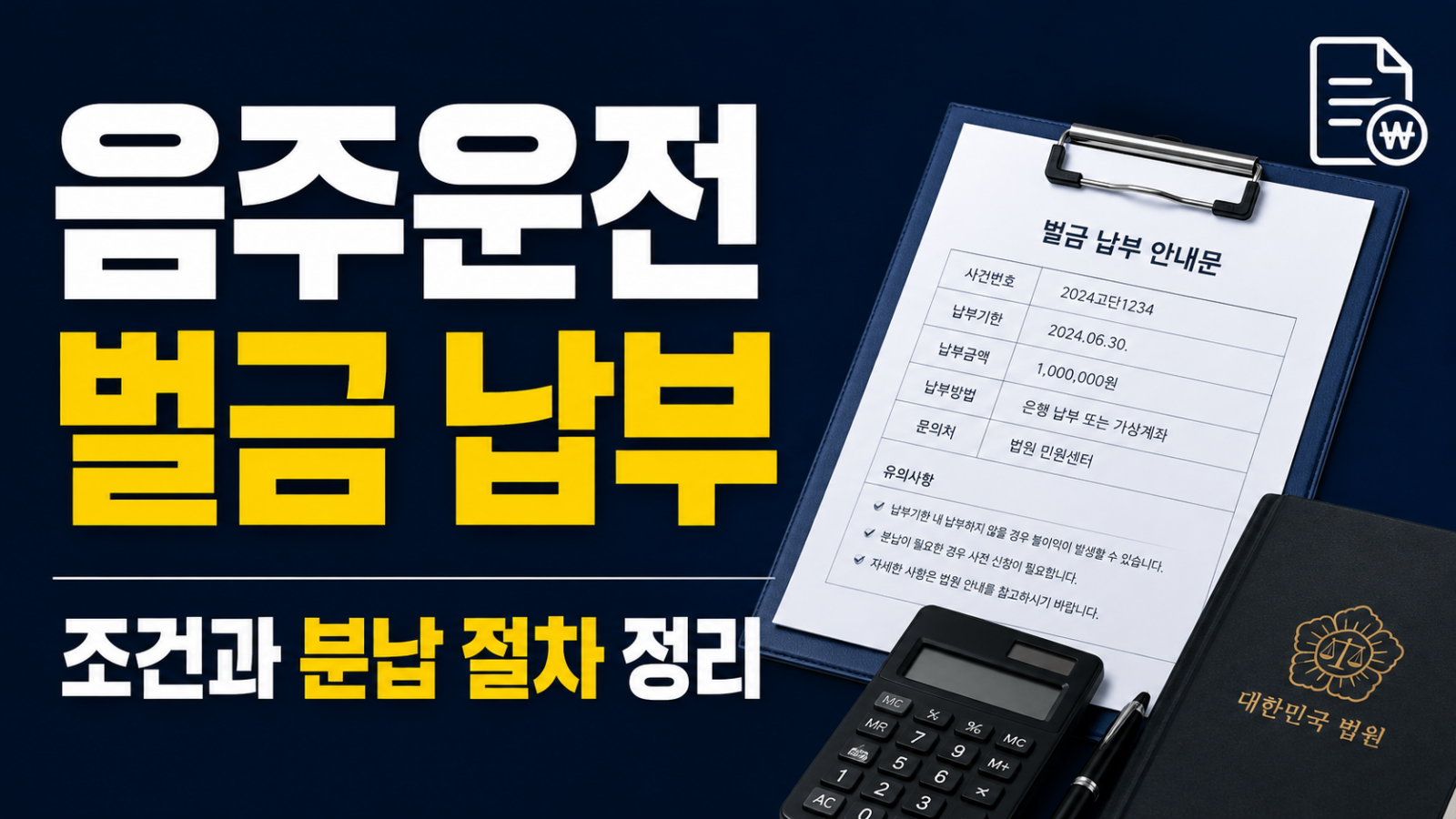 음주운전 벌금 납부 서류 검토 장면