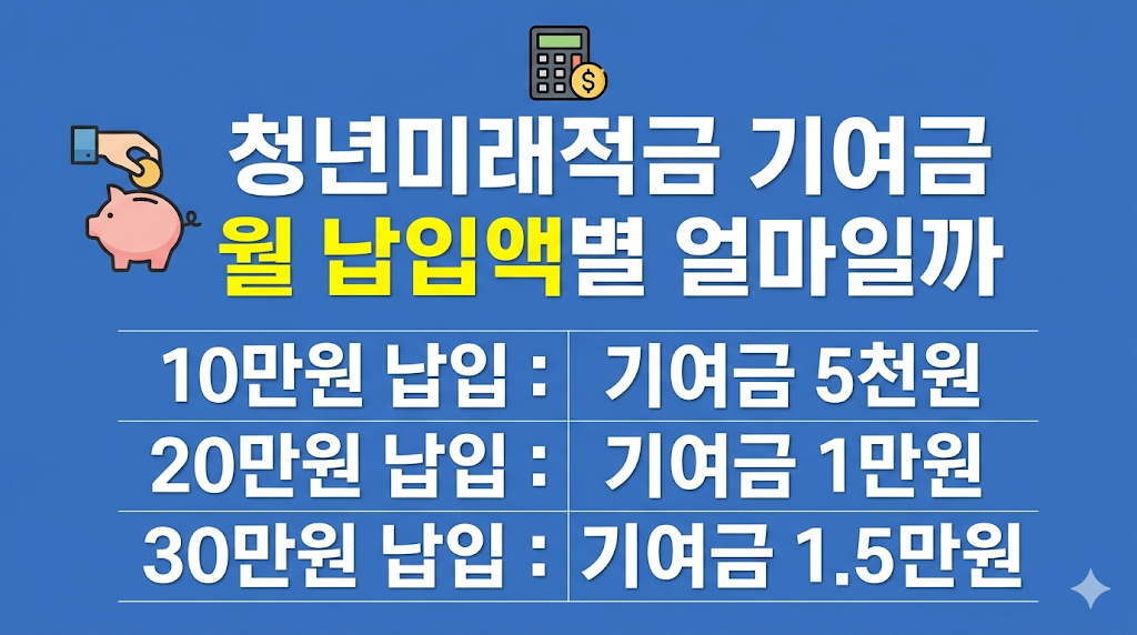 청년미래적금 기여금 계산 화면